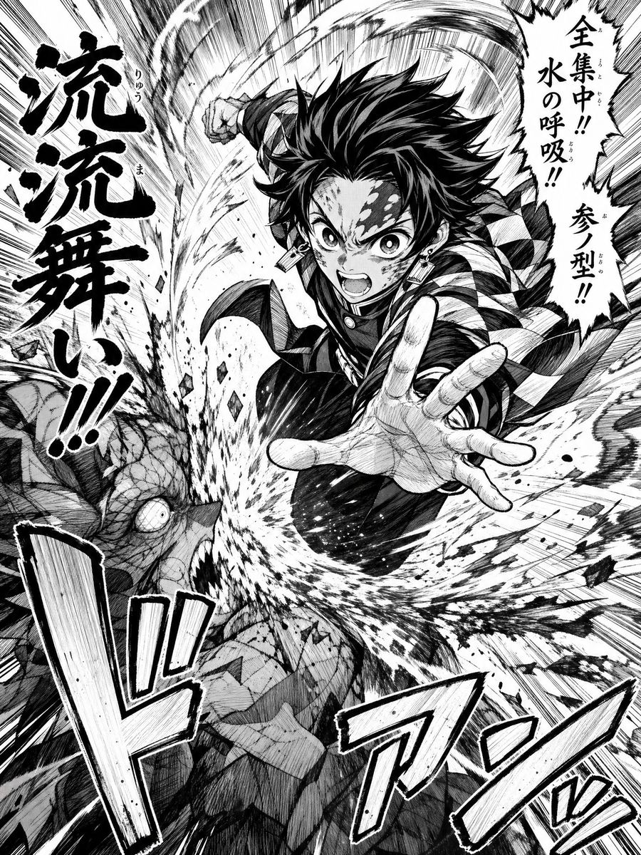 Manga art style example showing Dynamic action lines, expressive characters, and kinetic energy